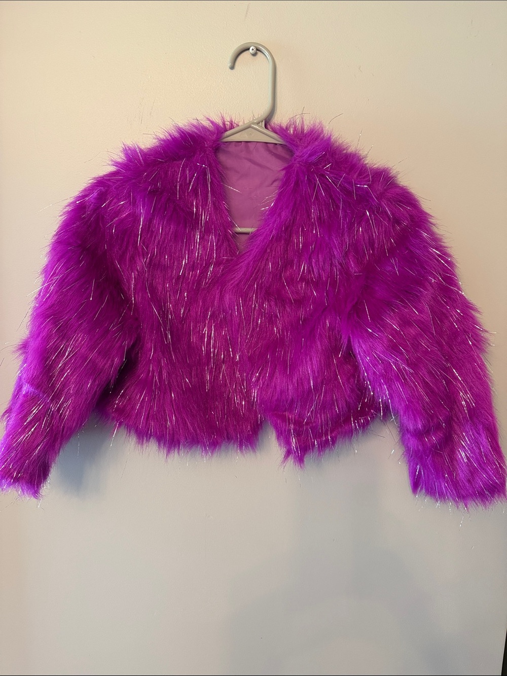 Target Purple Faux Fur Jacket with Metallic Threads